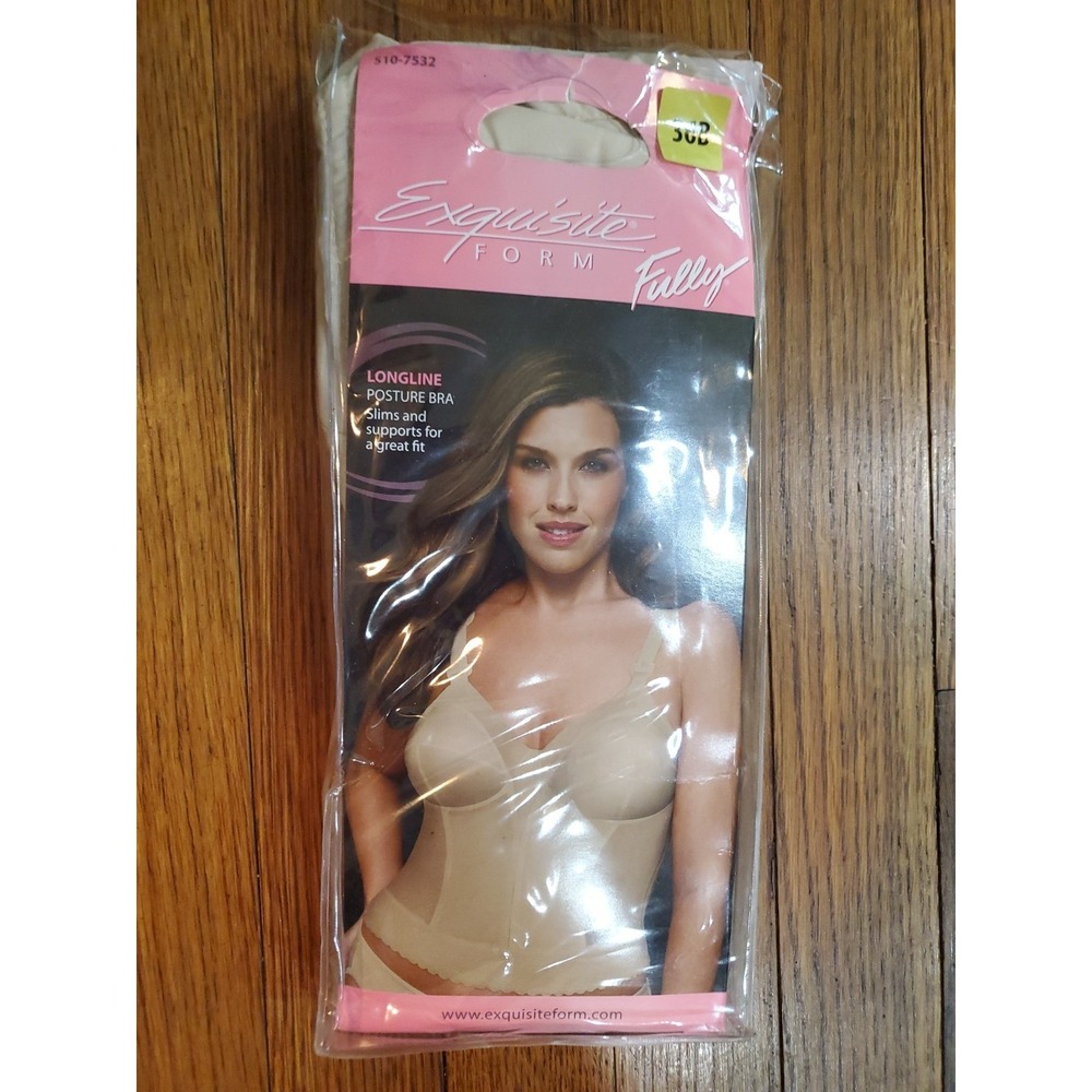 NWT Exquisite Form 5107532 Fully Posture Longline Bra Beige Nude Sz 36B Slimming